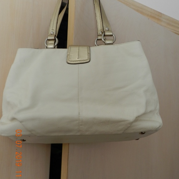 Coach Cream and Gold Purse - Picture 2 of 5